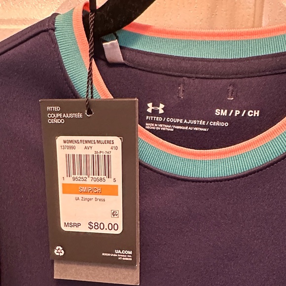 Under Armour Navy & Teal Athletic Dress Size Small Zinger Dress NWT - Picture 2 of 4